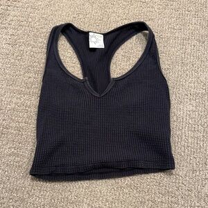 Aerie Black Textured Tank Top
